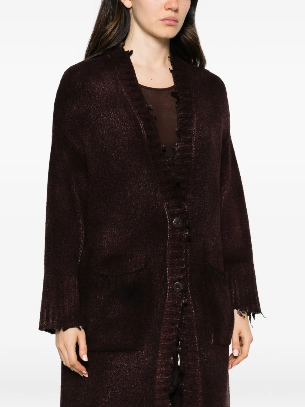 Avant Toi distressed-effect knitted coat Paars