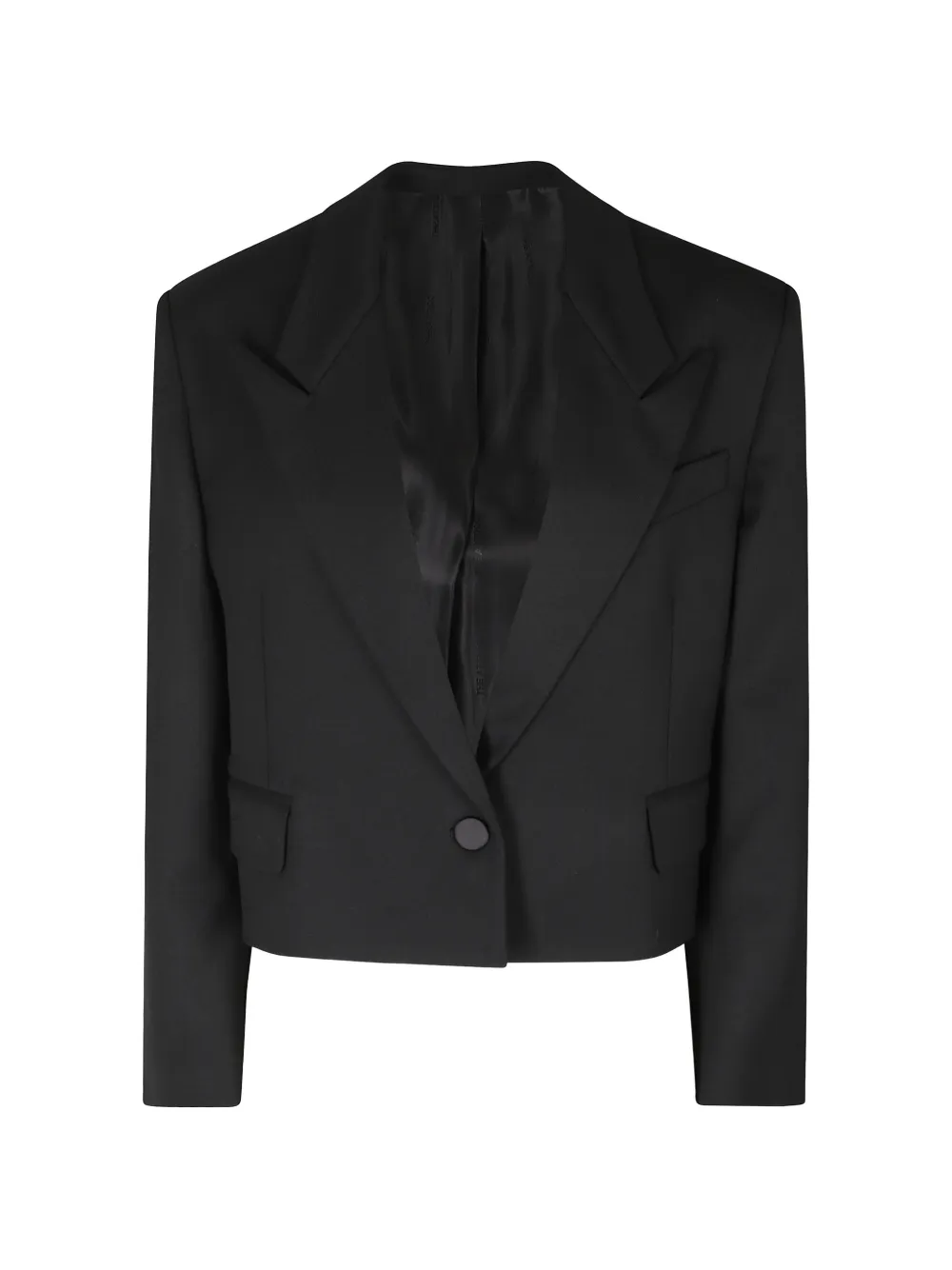The Attico padded-shoulder cropped jacket Zwart