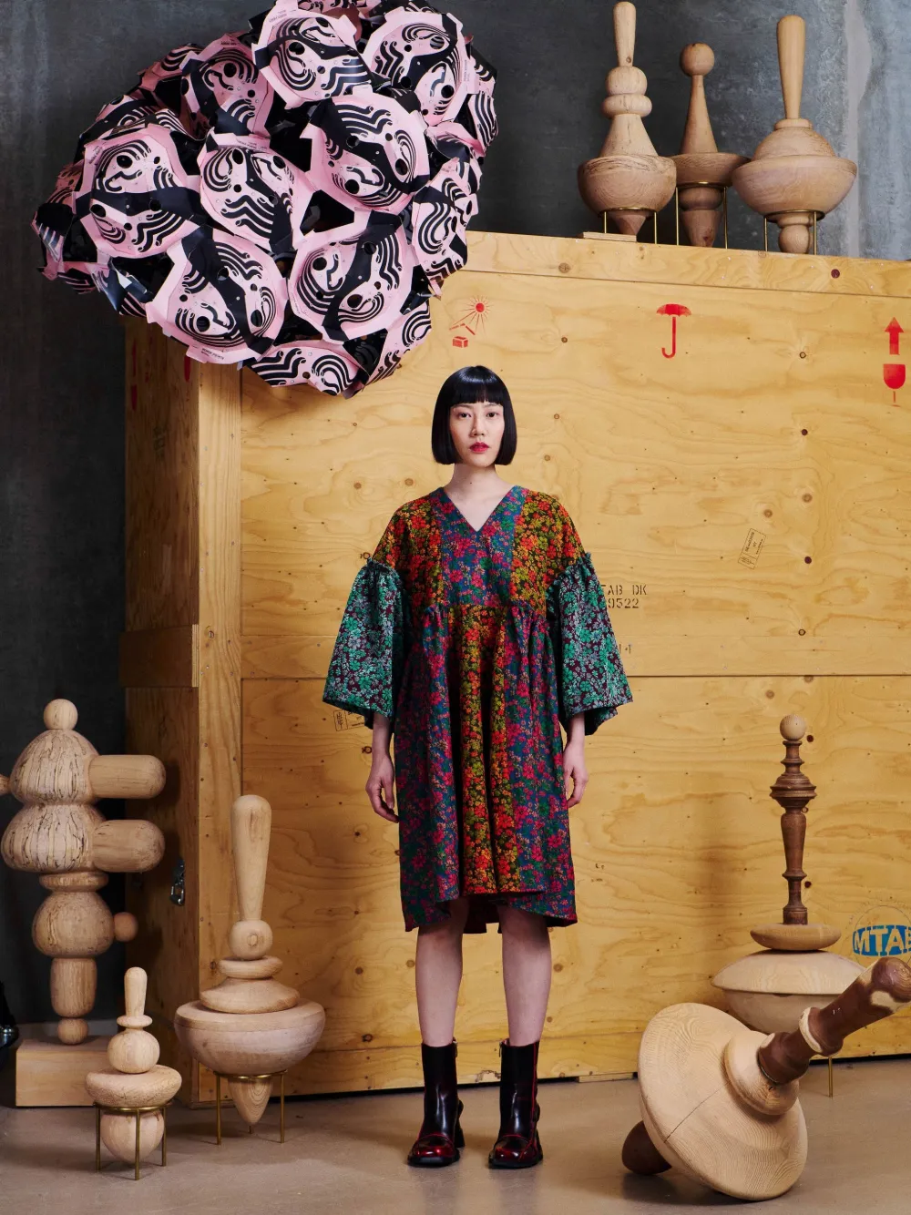Henrik Vibskov Pumpkin floral-print dress Oranje