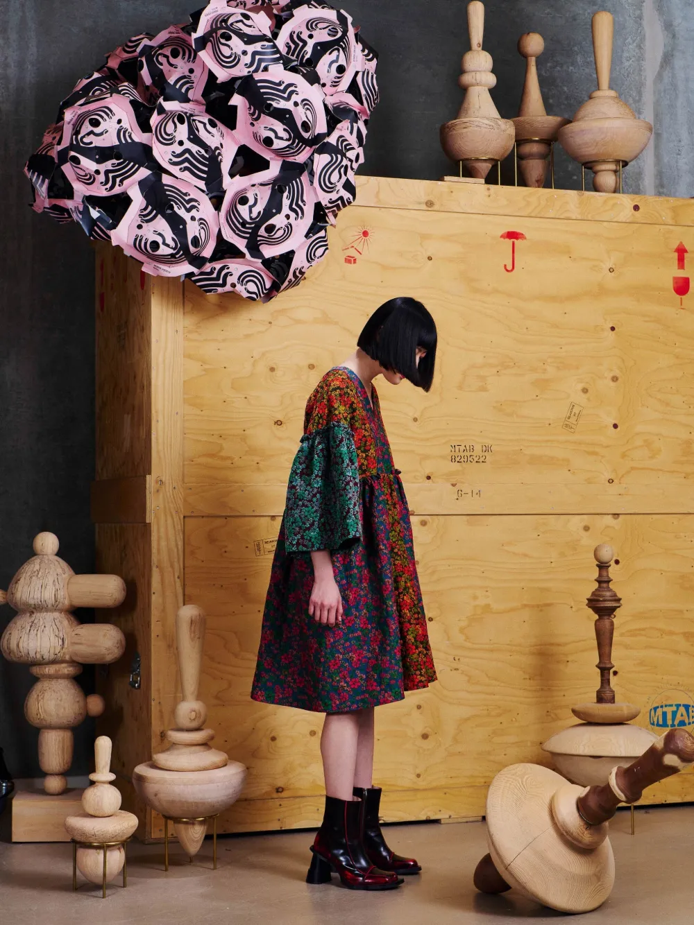 Henrik Vibskov Pumpkin floral-print dress Oranje