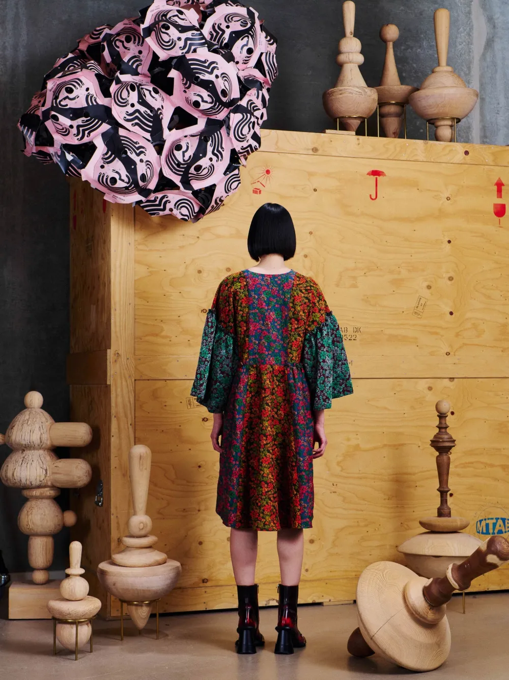 Henrik Vibskov Pumpkin floral-print dress Oranje