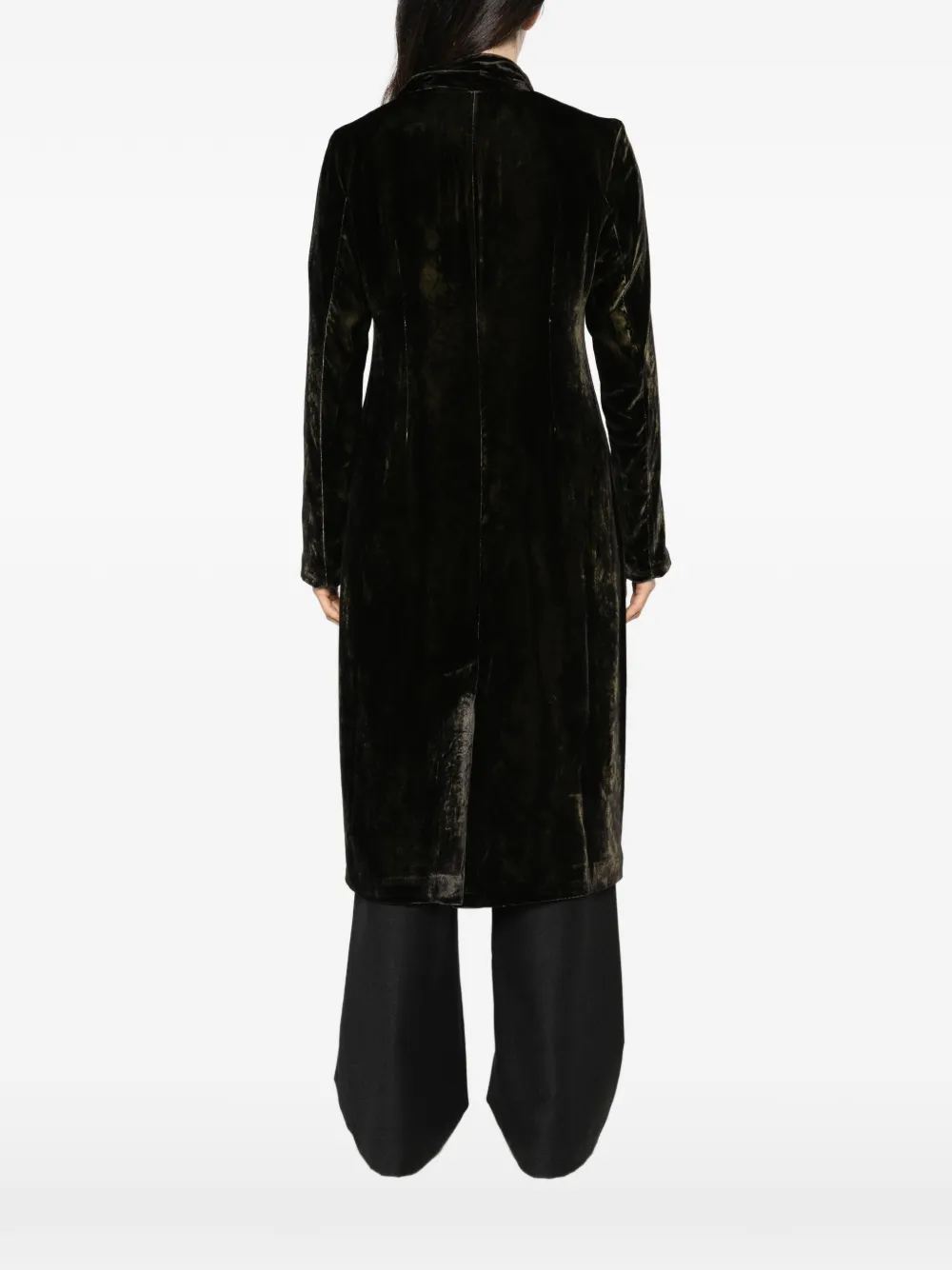 Avant Toi velvet single-breasted coat Groen