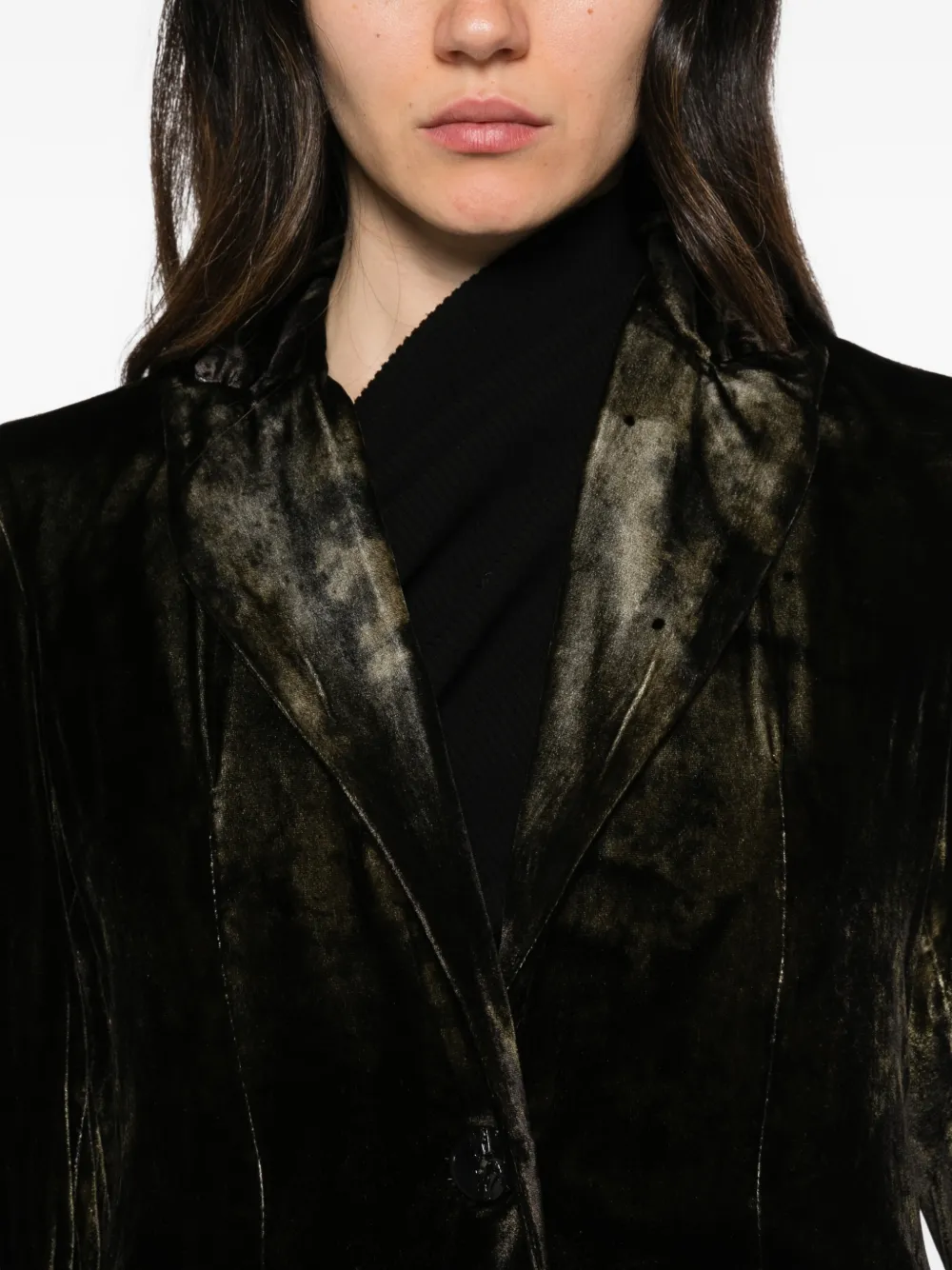 Avant Toi velvet single-breasted coat Groen