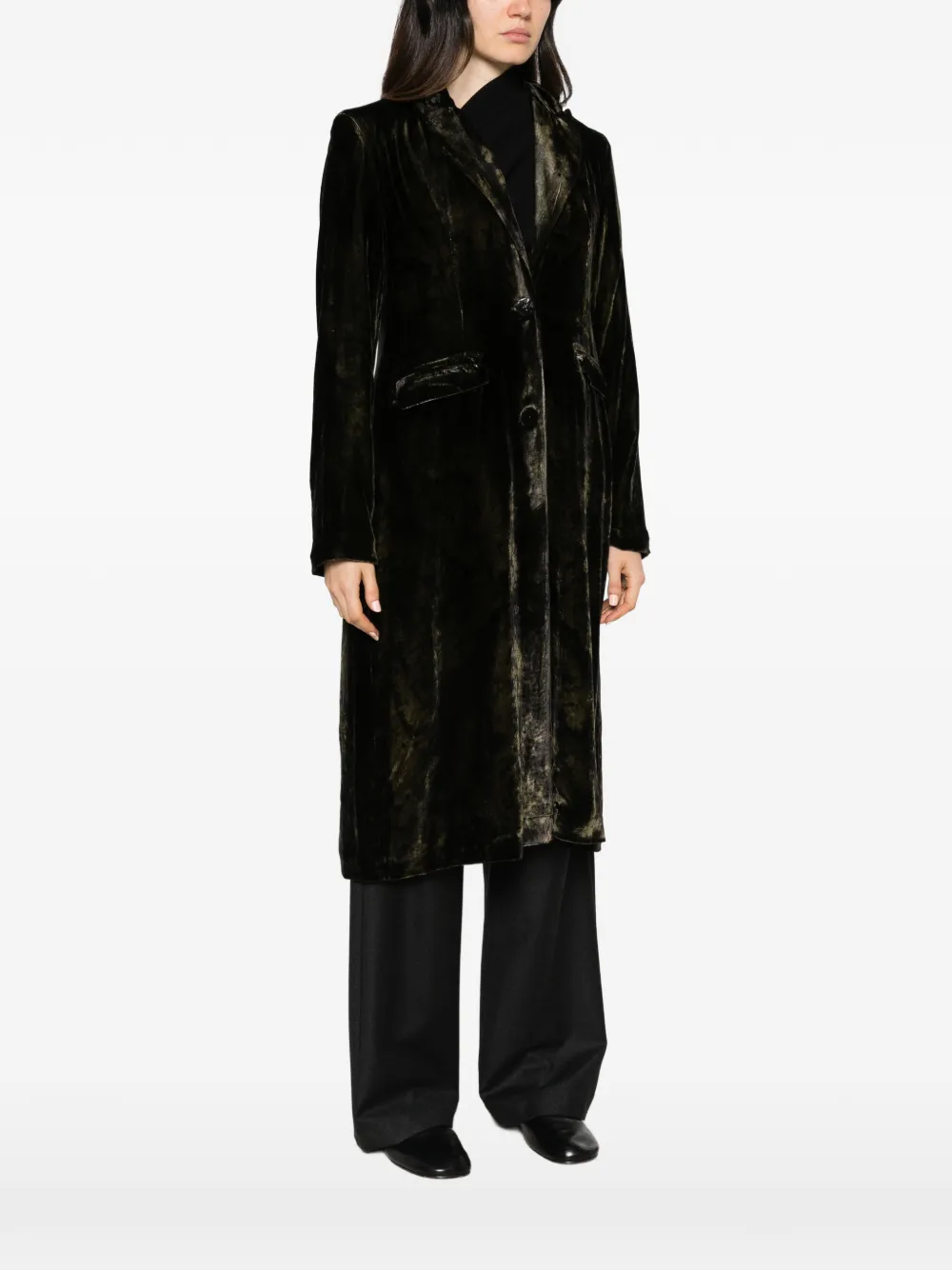 Avant Toi velvet single-breasted coat Groen