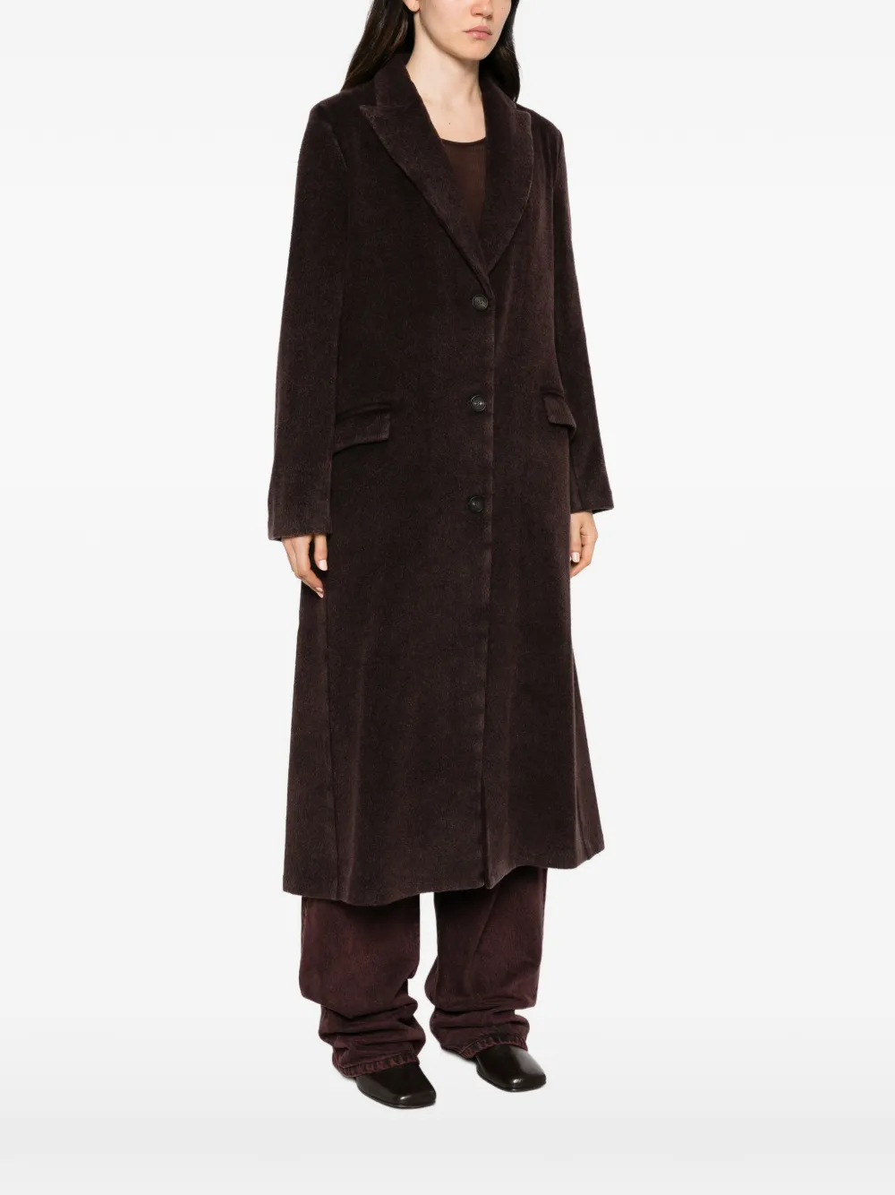Avant Toi single-breasted notched-lapels coat Bruin