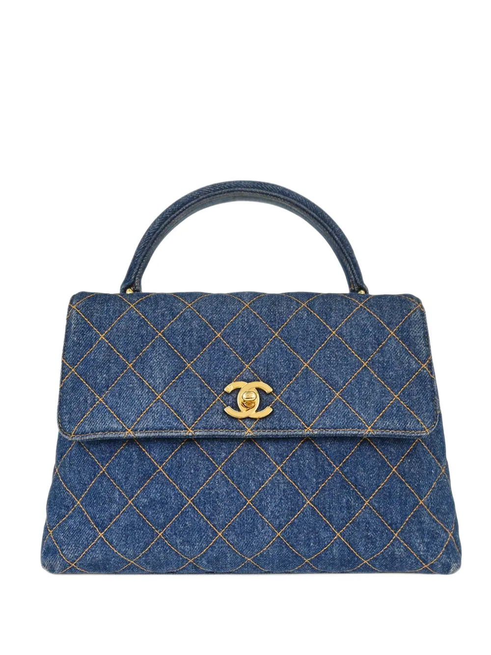 CHANEL Pre-Owned 1996-1997 Kelly denim quilted top-handle bag - Blau