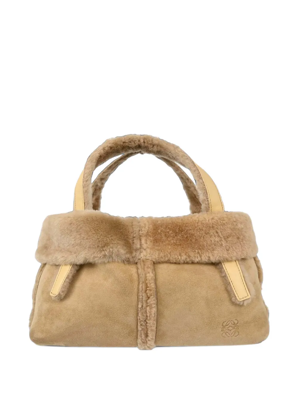 Loewe Pre-Owned 2000s Anagram shearling tote bag - Nude