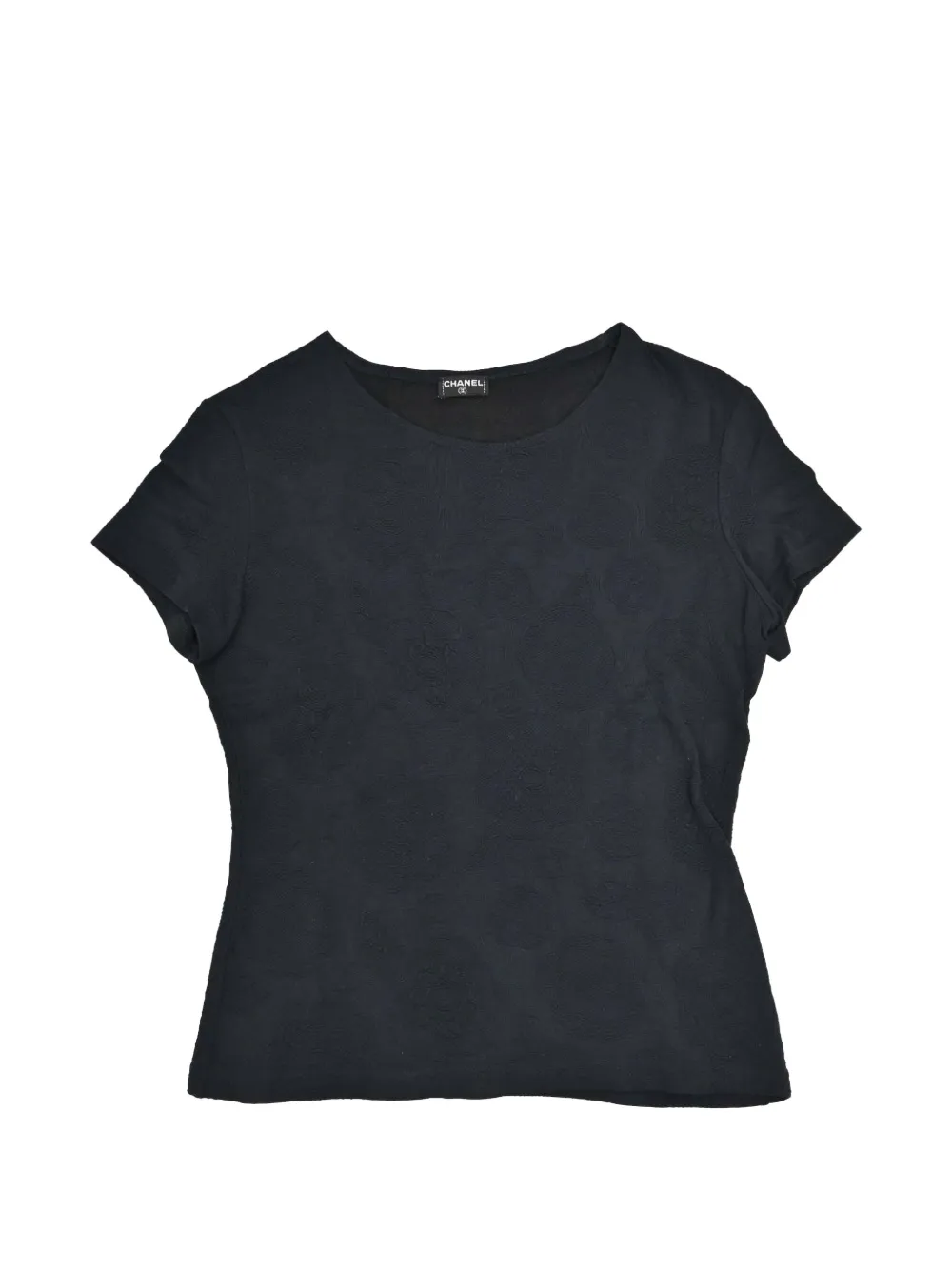 Pre-owned Chanel 1998 Camellia Jersey T-shirt In Black