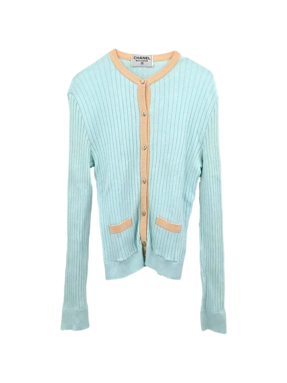 CHANEL Pre-Owned 1997 ribbed cotton cardigan - Blau