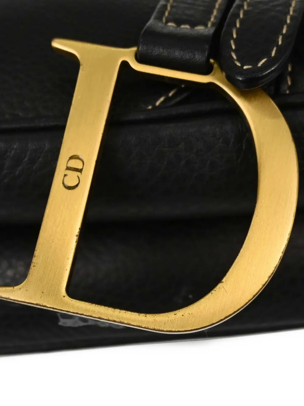 Christian Dior Pre-Owned Saddle leather shoulder bag Zwart