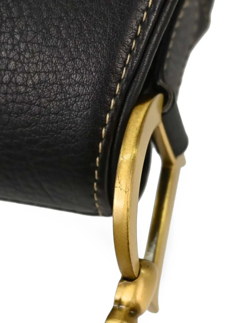 Christian Dior Pre-Owned Saddle leather shoulder bag Zwart