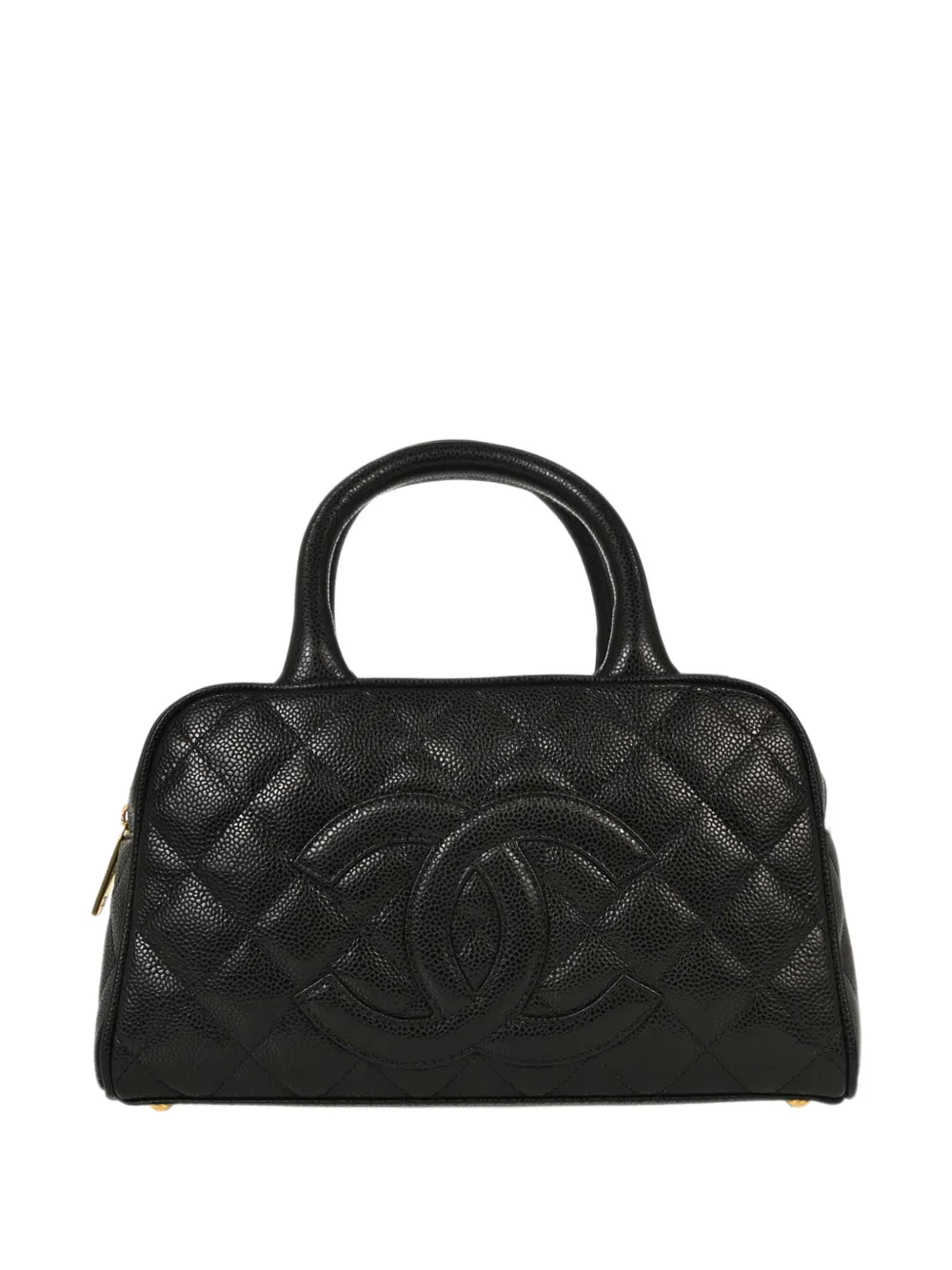 CHANEL Pre-Owned 2003-2004 quilted CC logo-patch bowling bag - Black