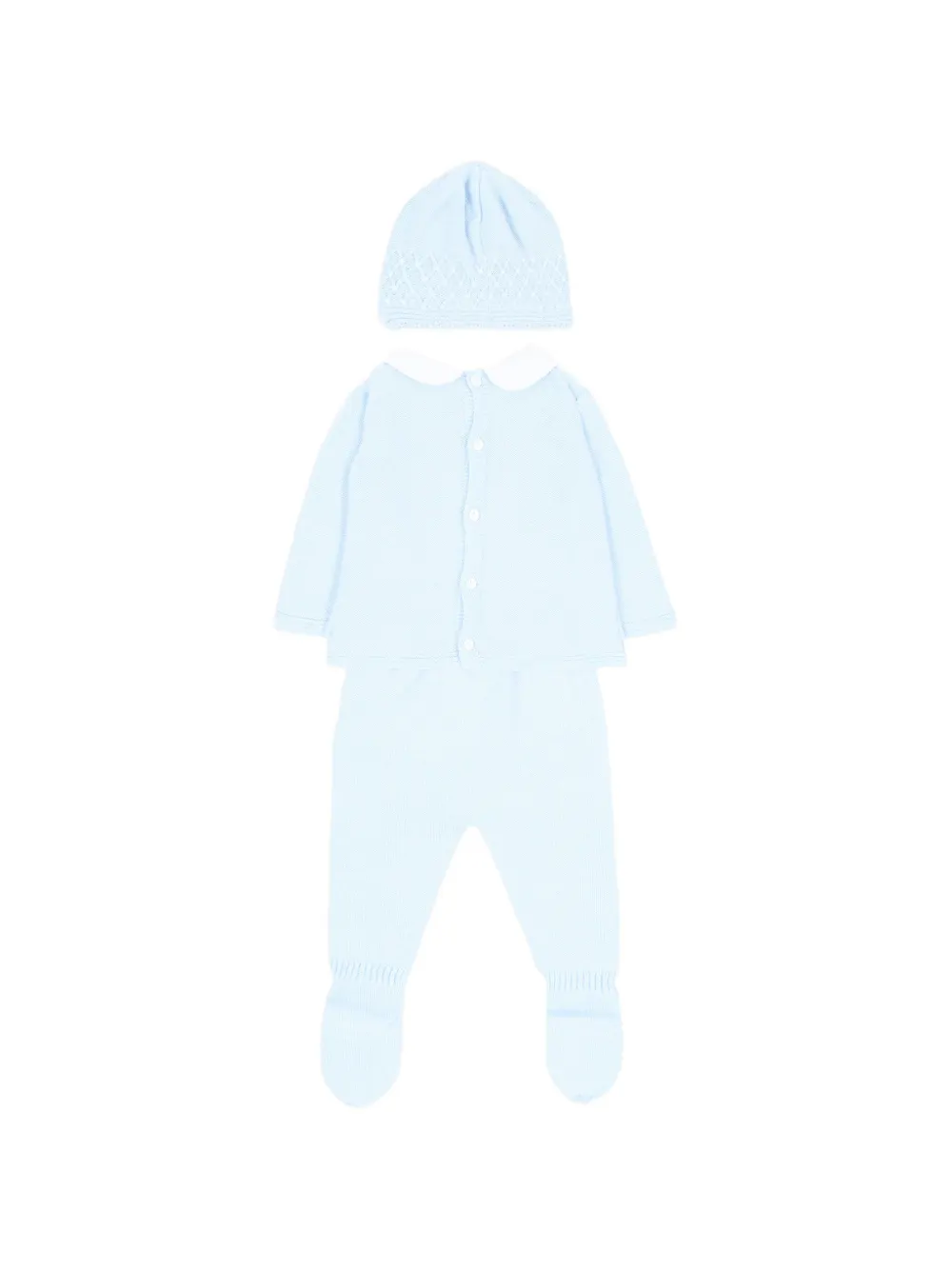 Martin Aranda lattice-knit Peter Pan collar hat and pajamas Blauw