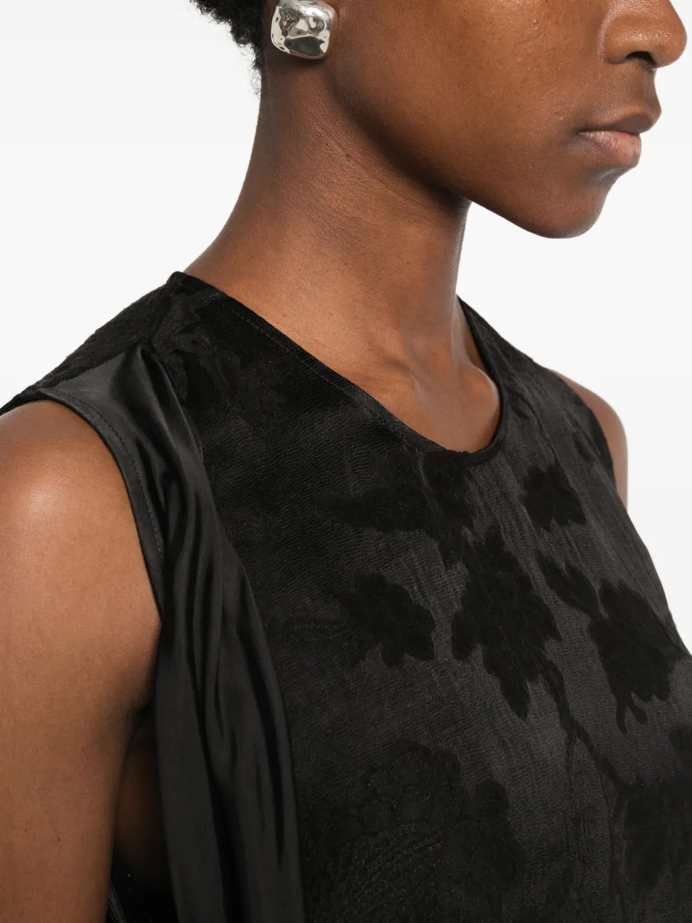 Uma Wang Azzo floral-devoré draped midi dress Zwart