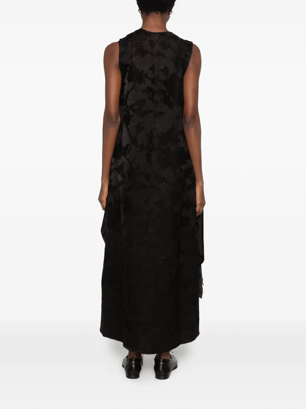 Uma Wang Azzo floral-devoré draped midi dress Zwart