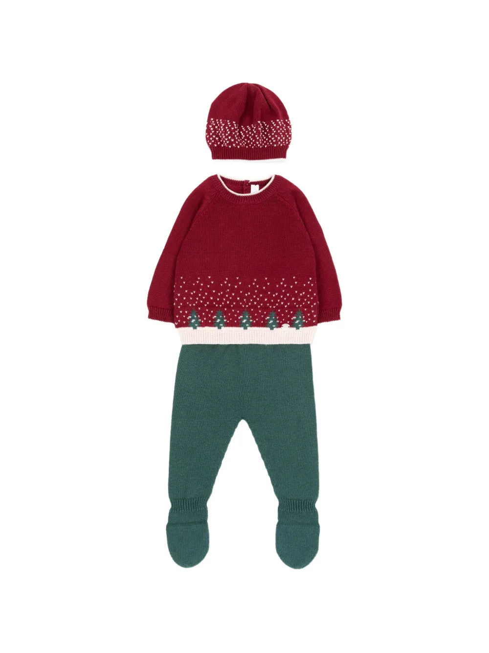 Martin Aranda tree-intarsia knitted babygrow set (set of three) - Rot