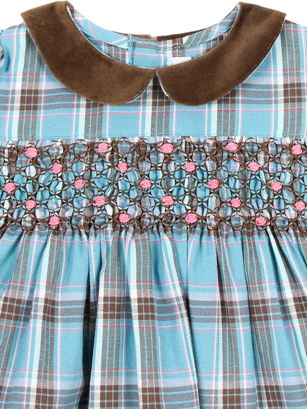 Mariella Ferrari check-print smocked dress Blauw