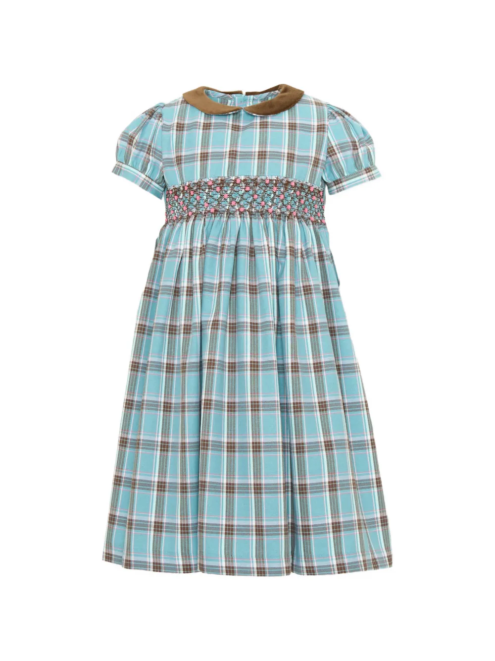 Mariella Ferrari plaid smocked dress Blauw