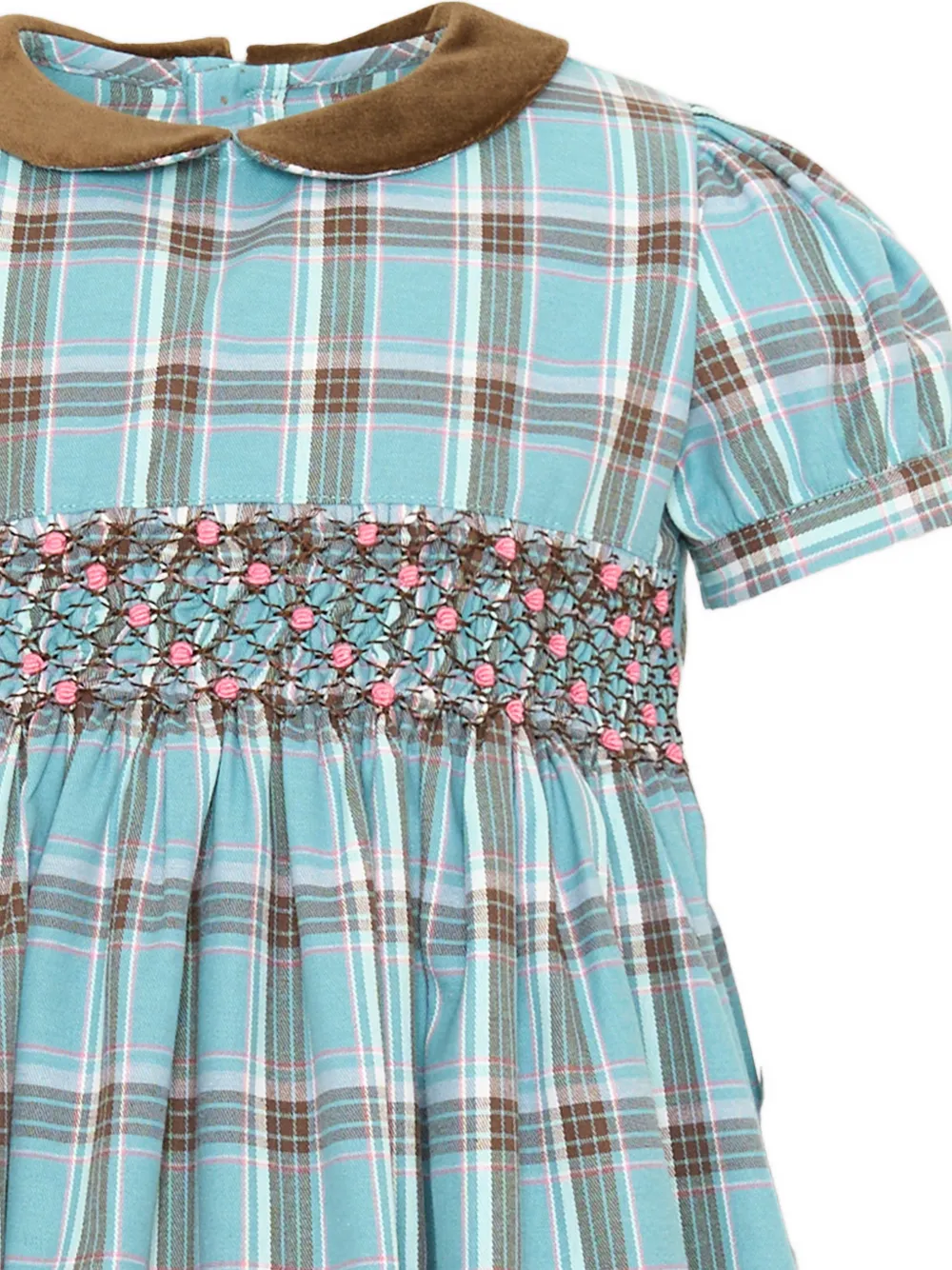 Mariella Ferrari plaid smocked dress Blauw
