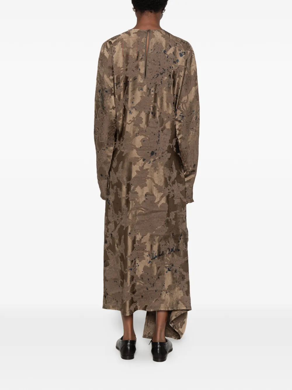 Uma Wang Apque floral-jacquard draped dress Bruin