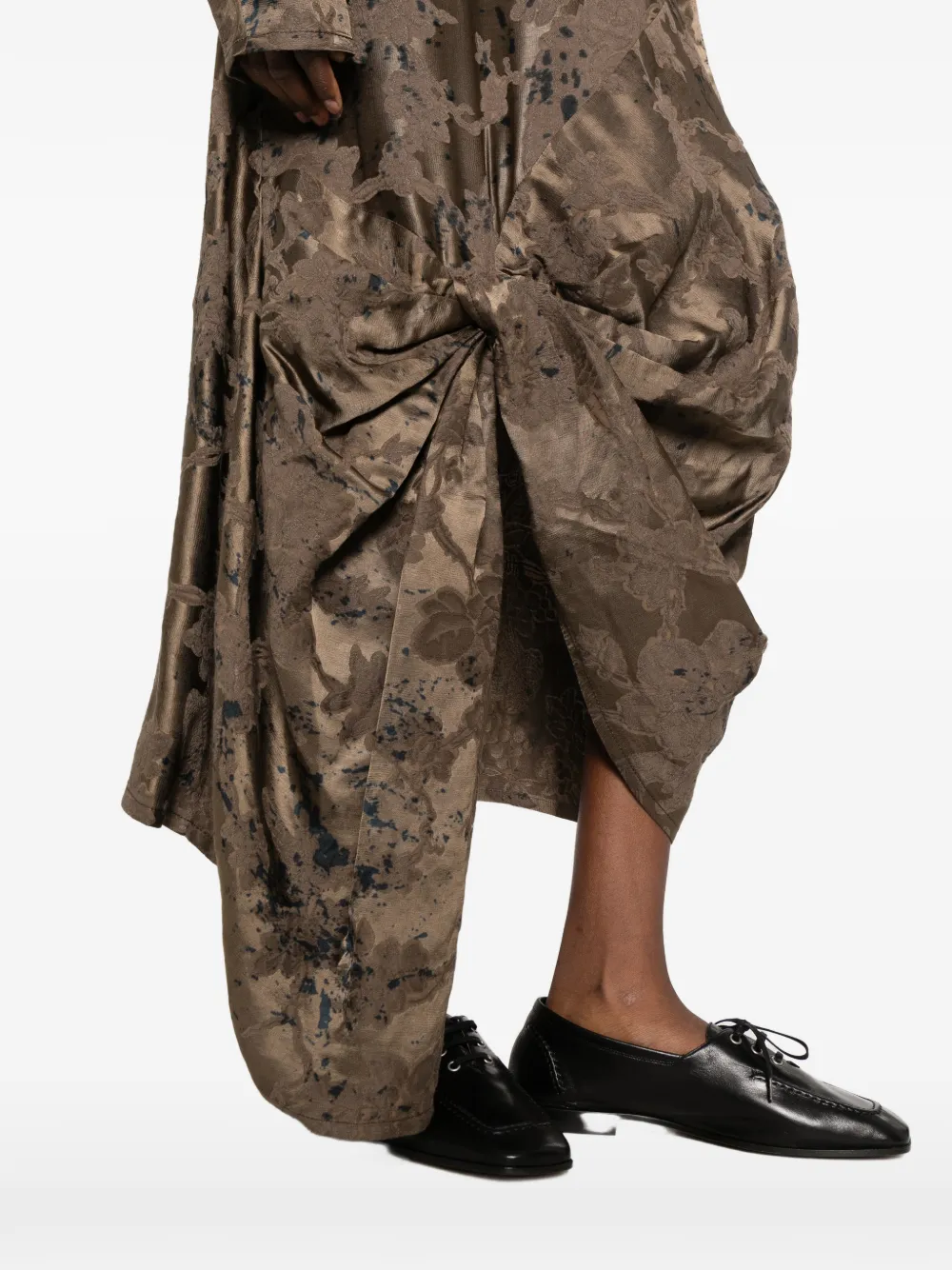 Uma Wang Apque floral-jacquard draped dress Bruin