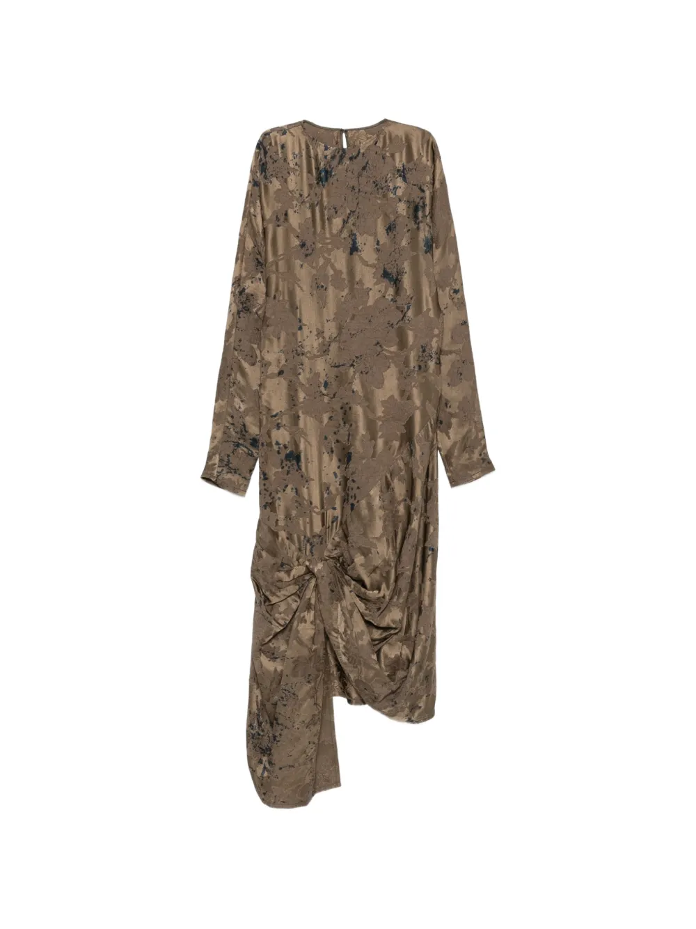 Uma Wang Apque floral-jacquard draped dress - Marrone