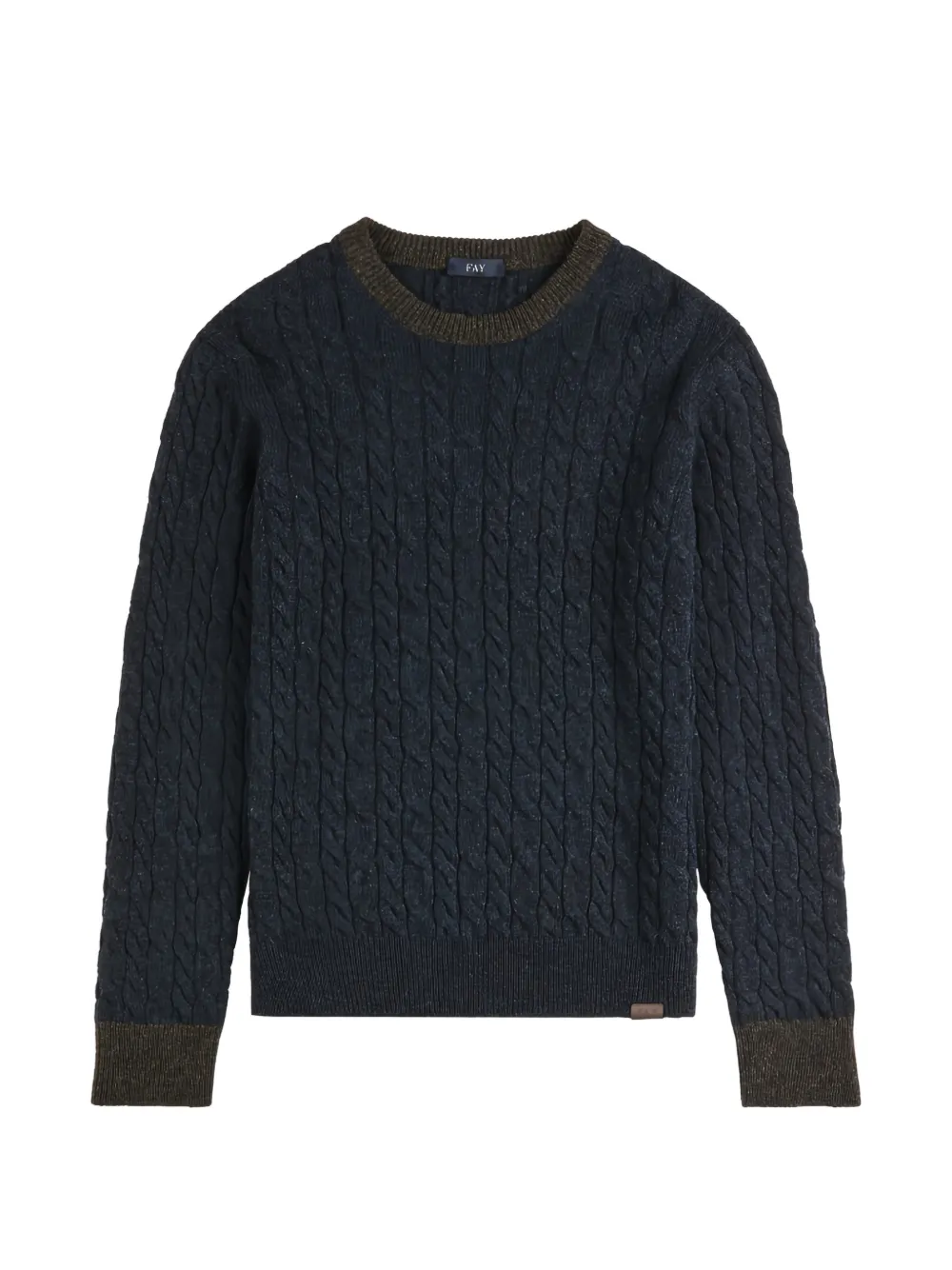 Fay cable-knit virgin wool sweater Blauw