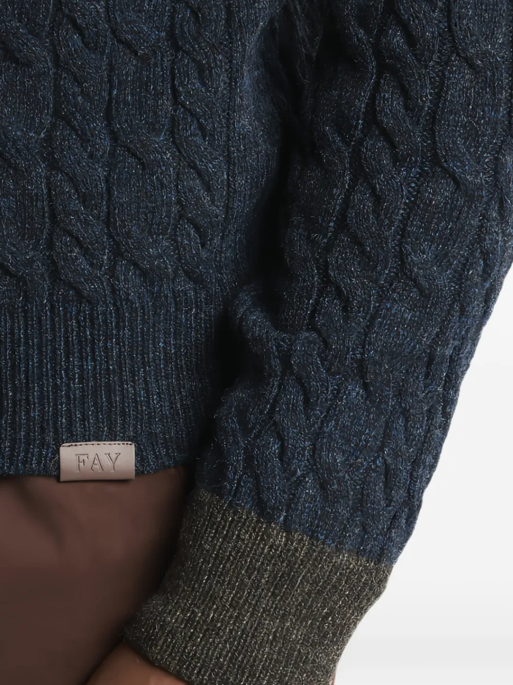 Fay cable-knit virgin wool sweater Blauw