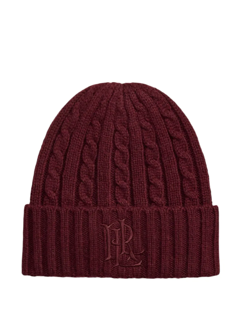 Lauren Ralph Lauren cable-knit embroidered-logo beanie hat - Rosso