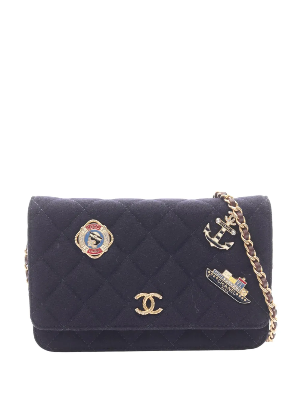 CHANEL Pre-Owned 2018-2019 Paris Hamburg Quilted Jersey Charms Wallet On Chain crossbody bag - Blau