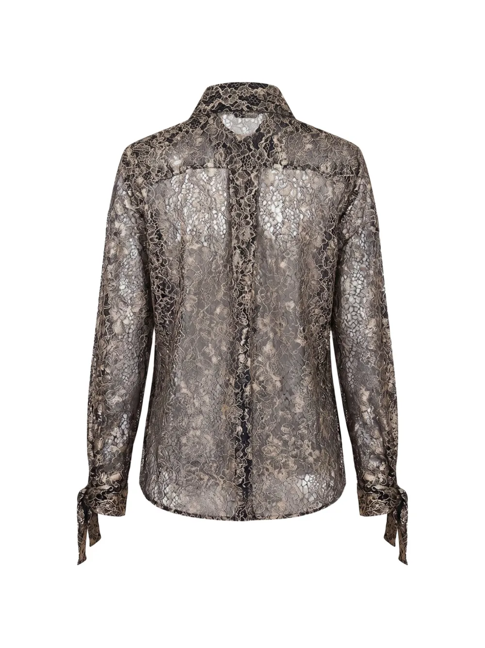 Blumarine tie-cuff floral-lace shirt Zwart