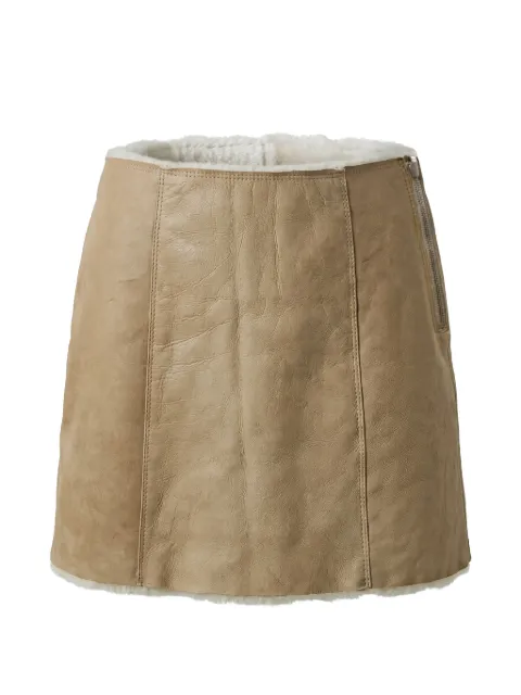 Halfboy textured-lined leather mini skirt