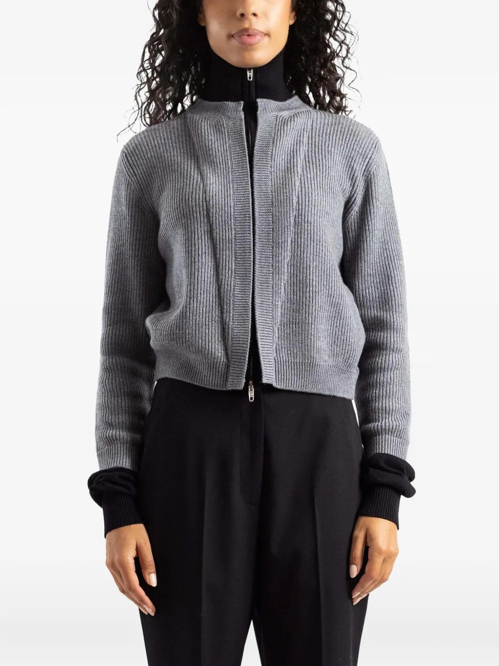 Balenciaga hybrid zip-up cardigan - Grigio