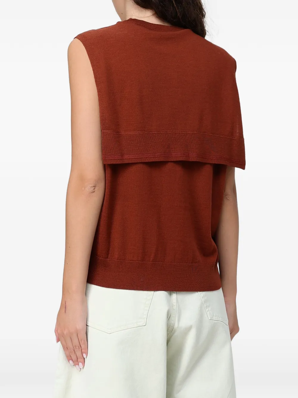 Paul Smith brown merino-wool blend knitted vest Bruin