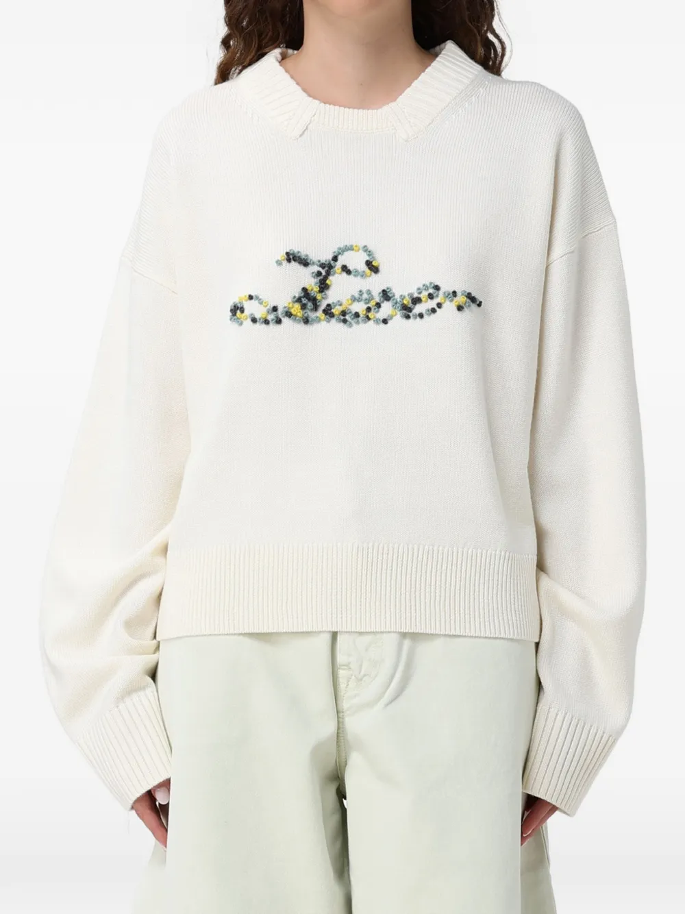 Paul Smith cream 'Love' embroidered knitted sweater Beige
