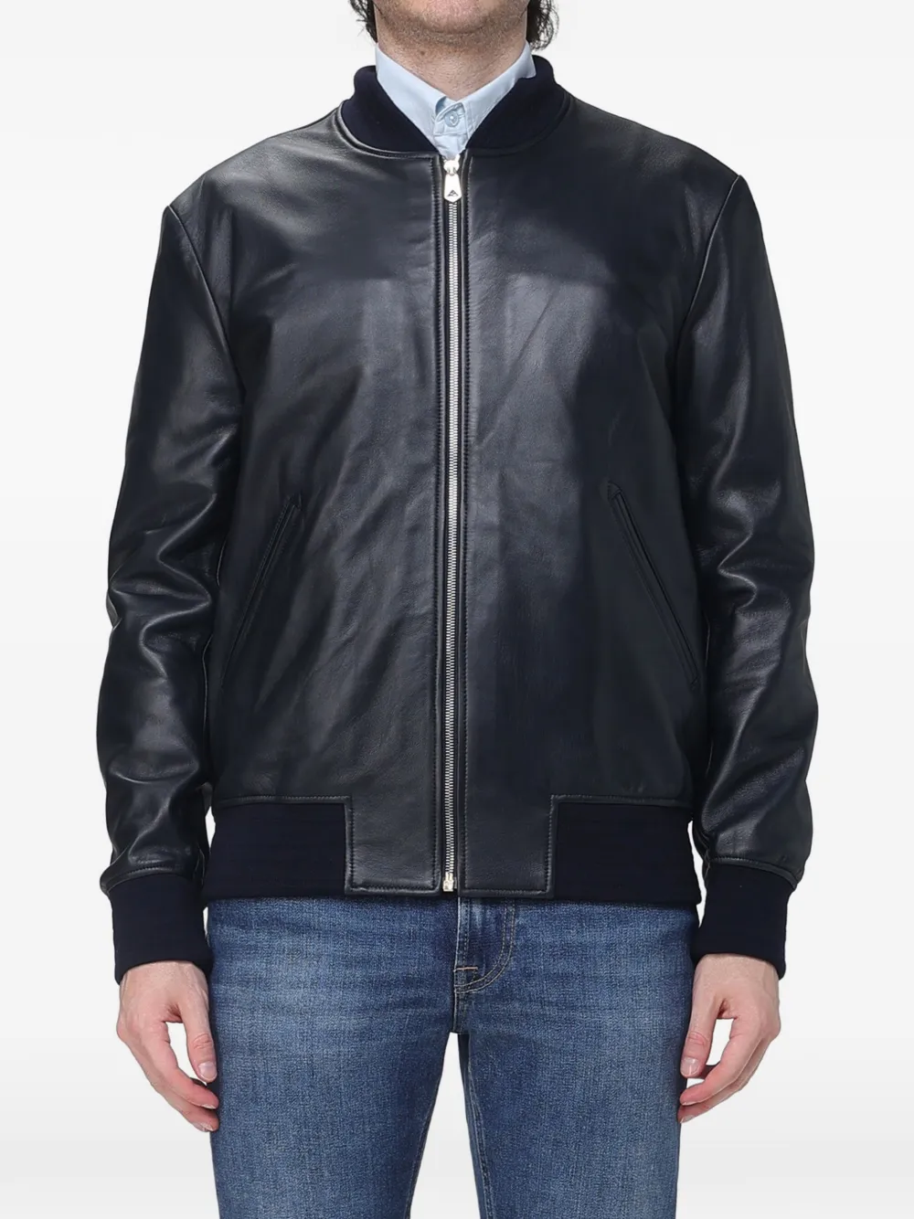 Paul Smith zip-up leather bomber jacket Zwart