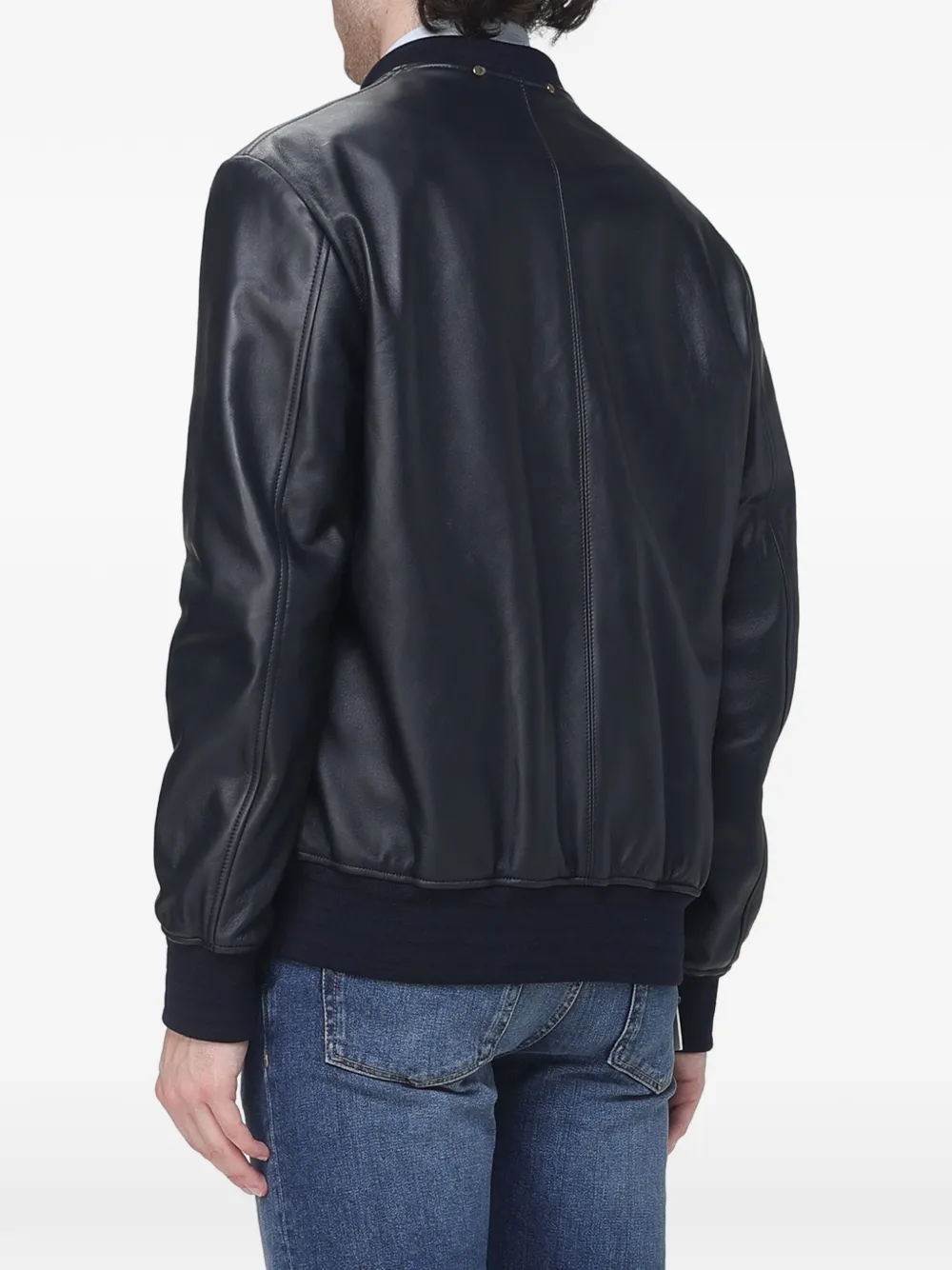 Paul Smith zip-up leather bomber jacket Zwart