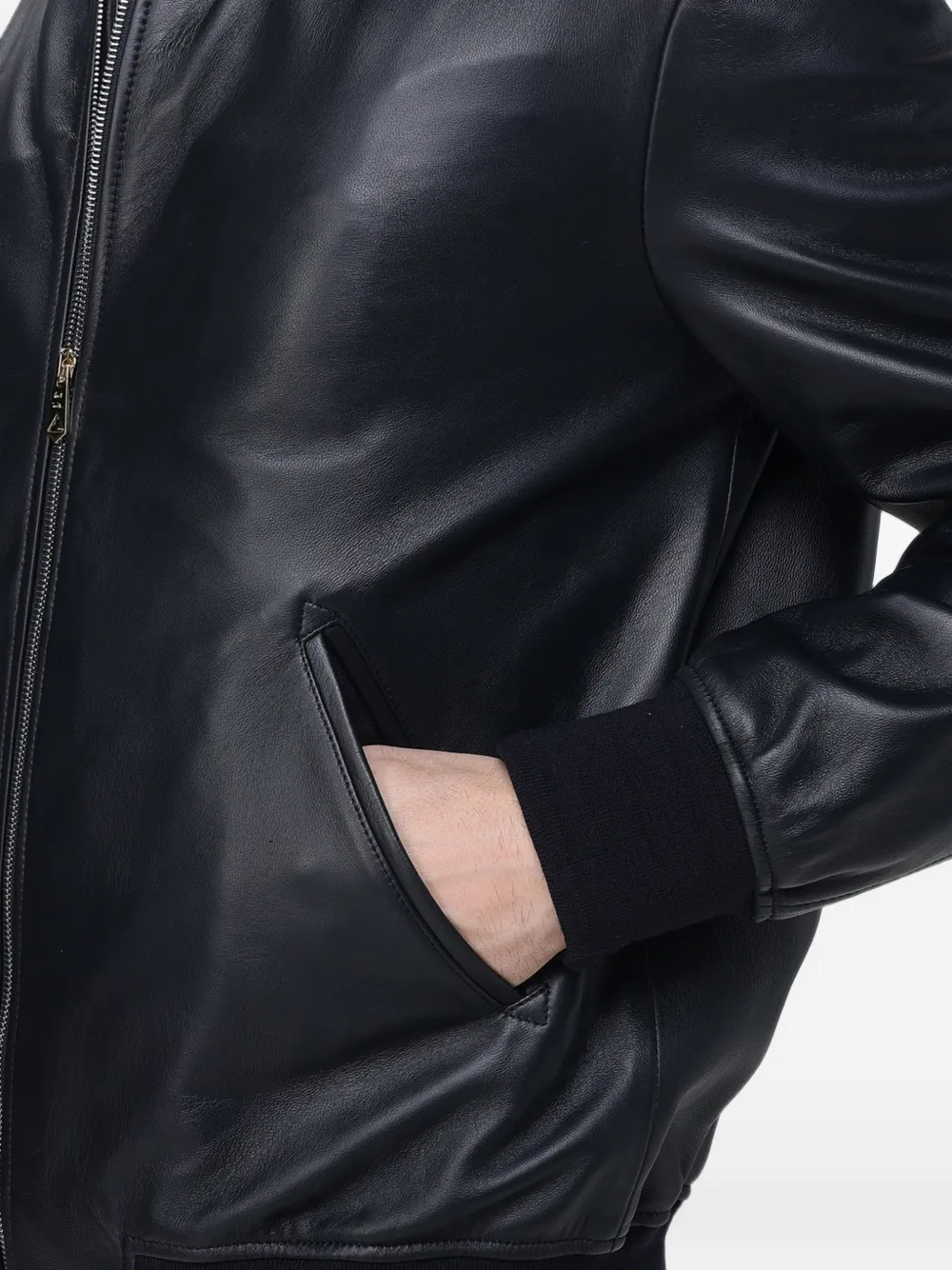 Paul Smith zip-up leather bomber jacket Zwart