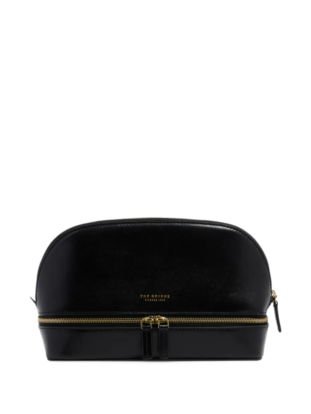 The Bridge Lara logo-print leather make-up bag - Nero