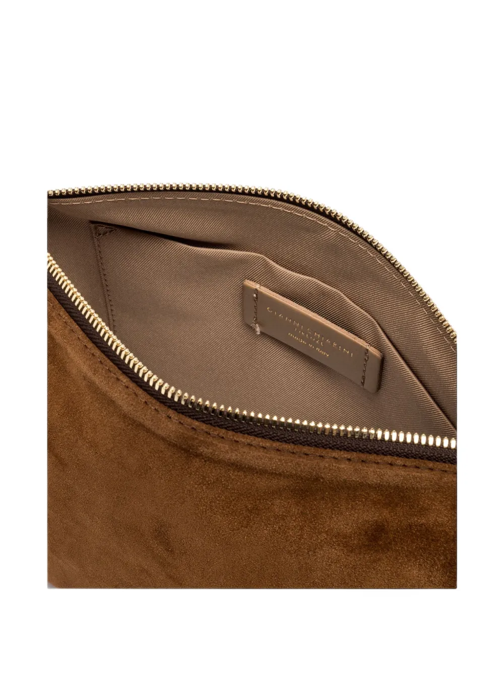 GIANNI CHIARINI medium Nora suede clutch bag Bruin