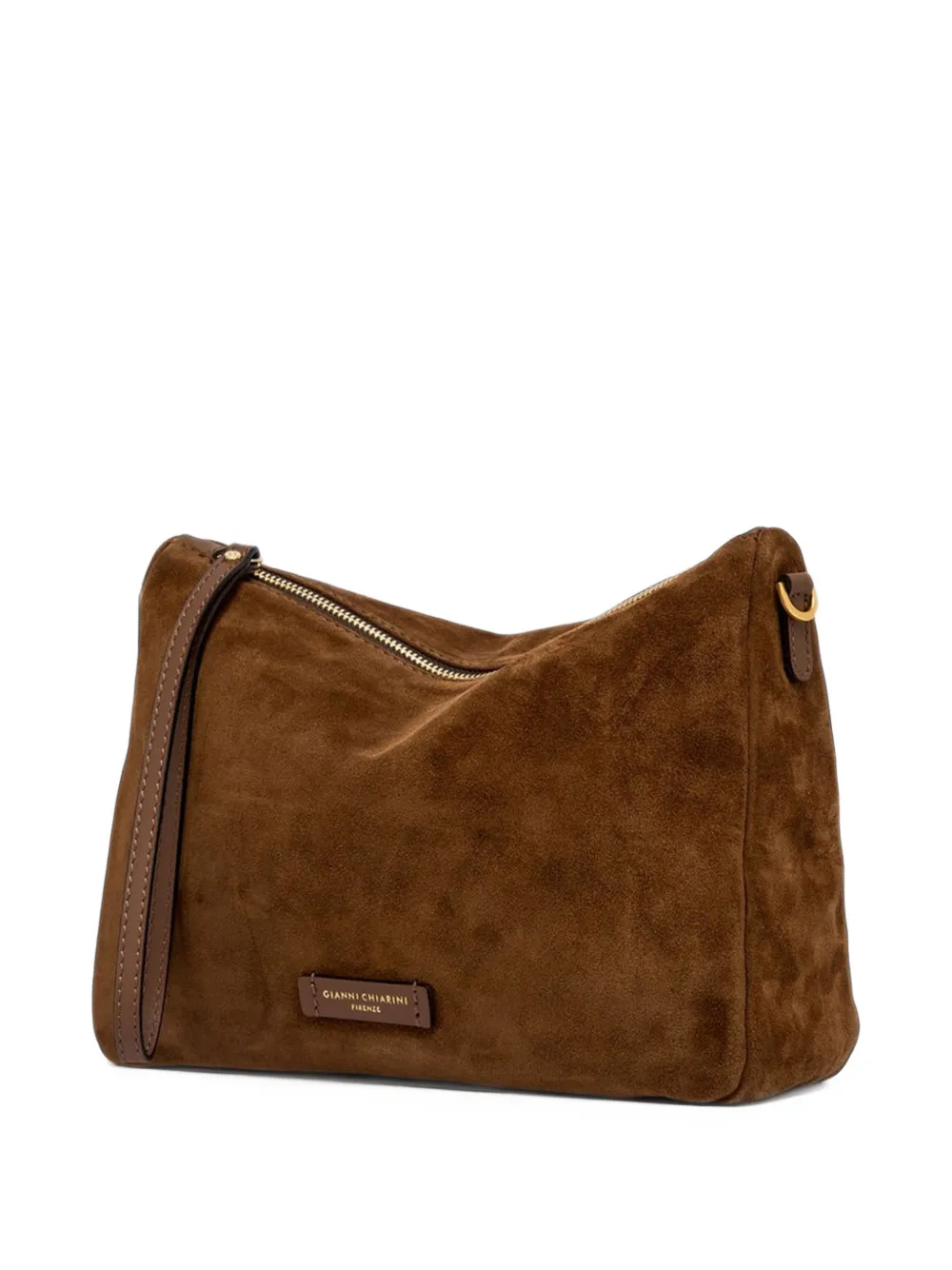 GIANNI CHIARINI medium Nora suede clutch bag Bruin