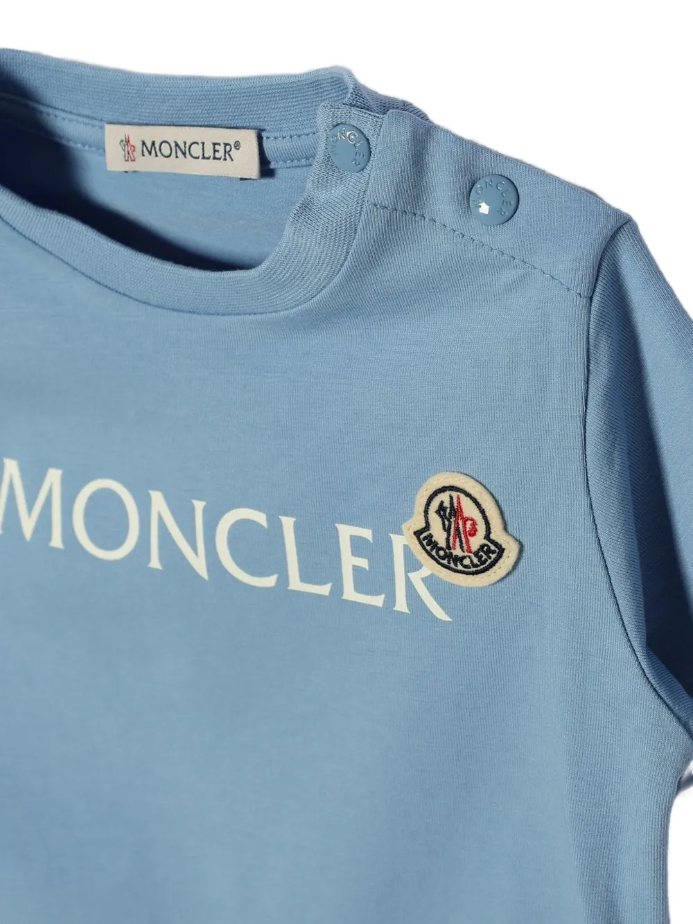 Moncler Enfant logo-print button-shoulder T-shirt Blauw