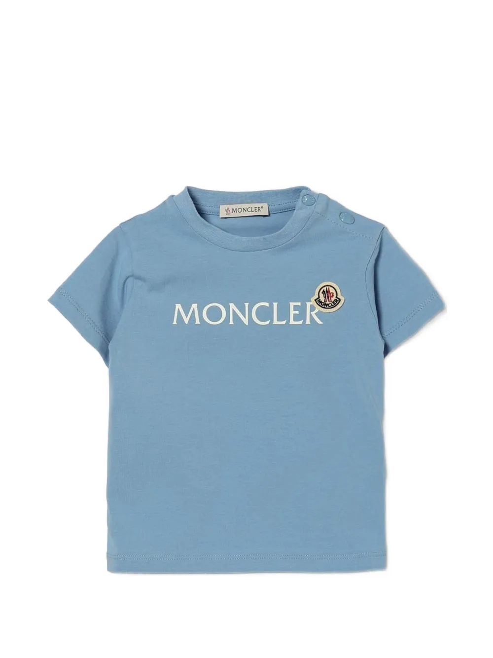 Moncler Enfant logo-print button-shoulder T-shirt Blauw