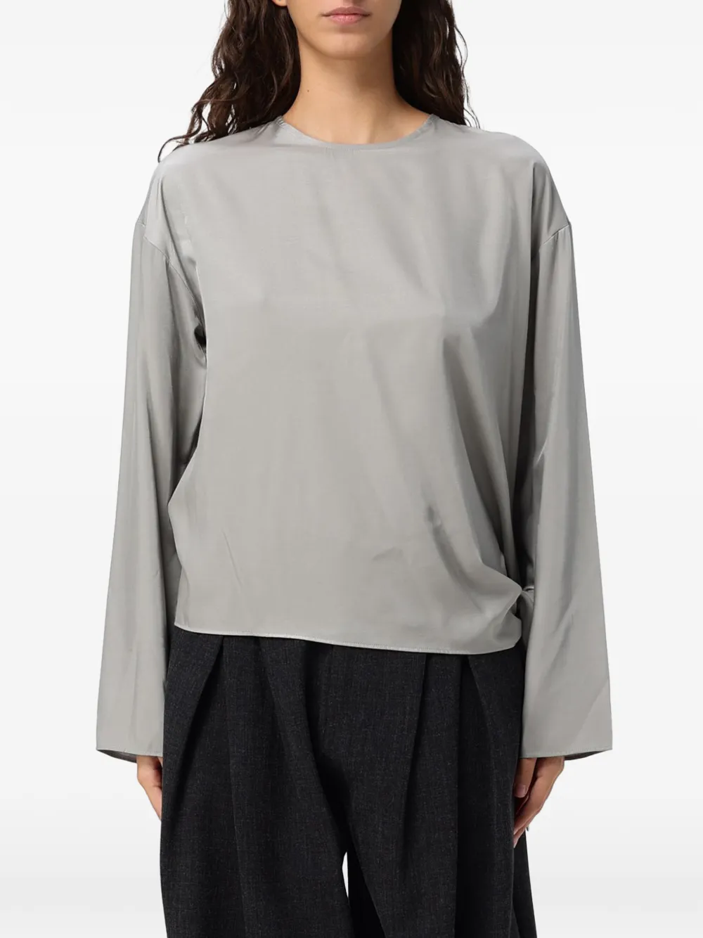 Eleh side-tie long-sleeve blouse Grijs