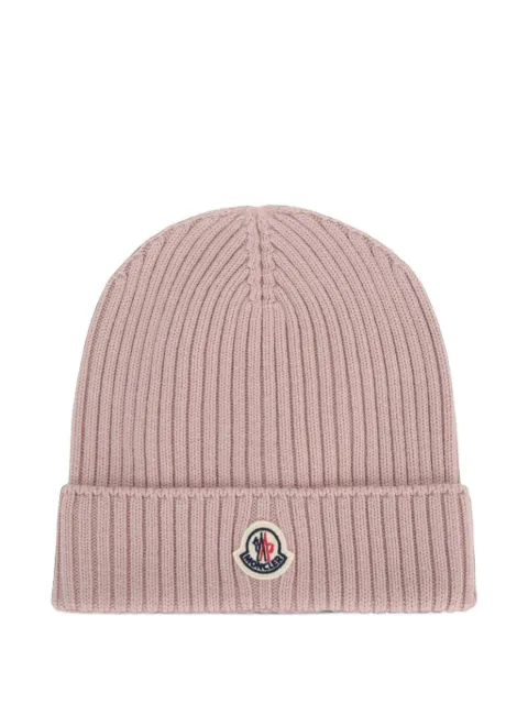 Moncler Enfant logo-patch ribbed-knit beanie hat