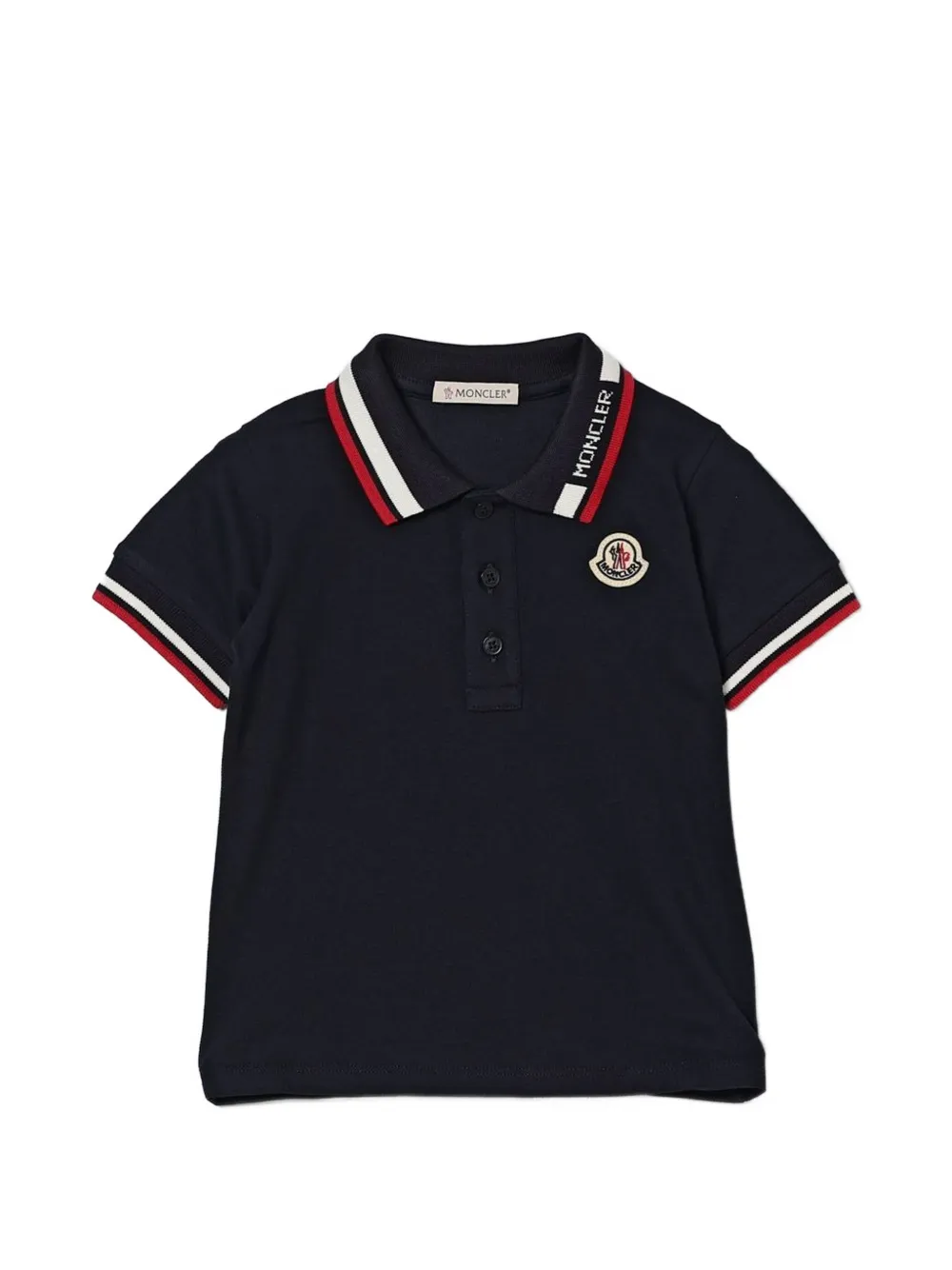 Moncler Enfant logo-patch piqué polo shirt Blauw
