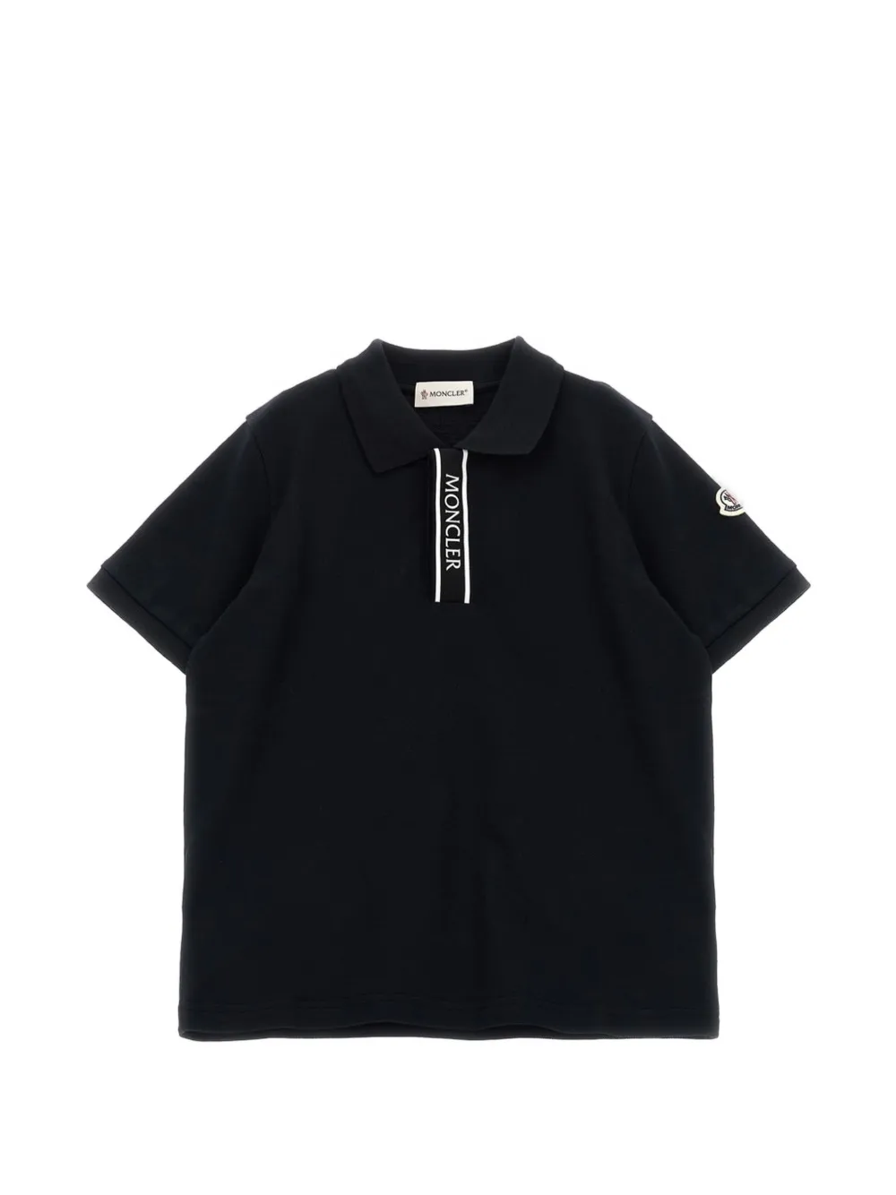 Moncler Enfant logo-print piqué polo shirt Zwart