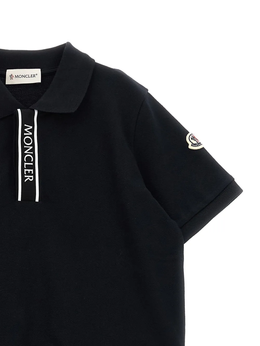 Moncler Enfant logo-print piqué polo shirt Zwart
