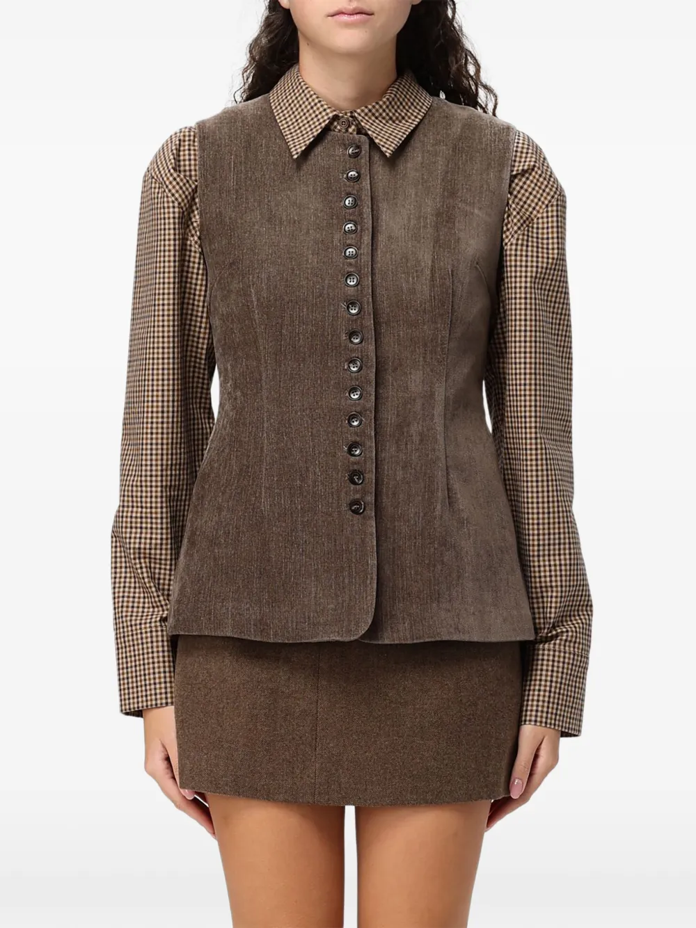 Eleh button-up sleeveless waistcoat - Brown