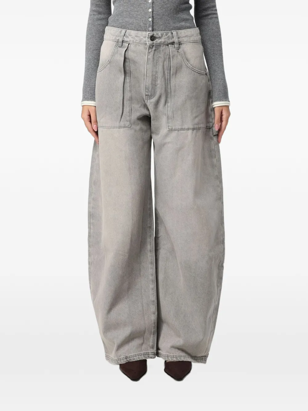Eleh panelled wide-leg jeans - Grigio